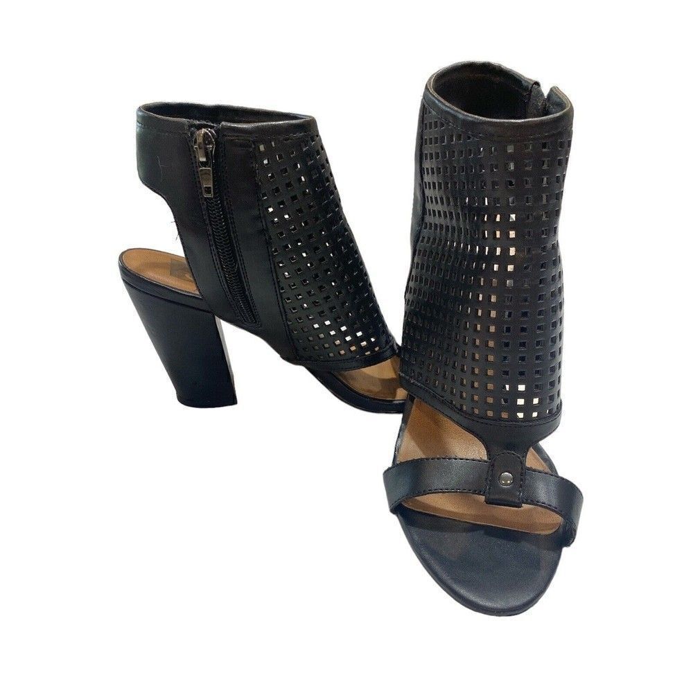Dolce Vita Shoes Masie Laser Cut Black Leather Booties Perforated Women 7.5